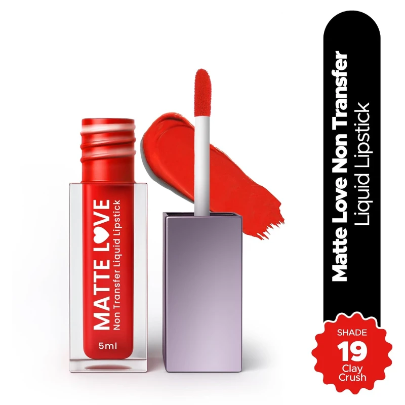 Hilary Rhoda Matte Love Non Transfer Liquid Lipstick | Lightweight & Matte Finish | Waterproof Lipstick for Women | Long Lasting & Non-Drying Lipstick | 5ml (Clay Crush - Shade 19) - Thumbnail 2